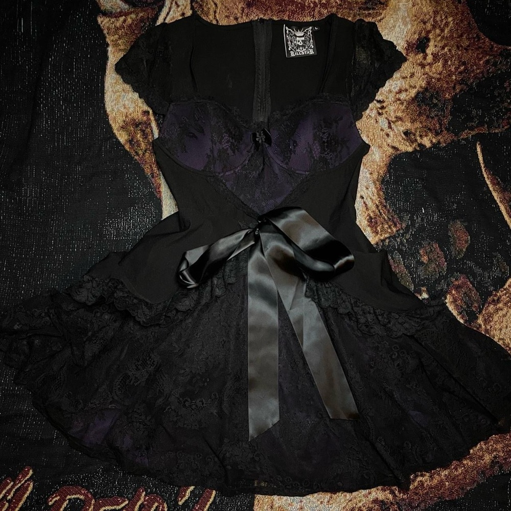 Killstar Black and Purple Mini Dress